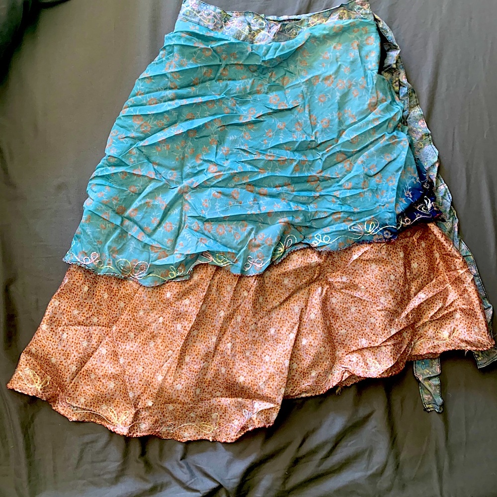 2 layer silk wrap skirt